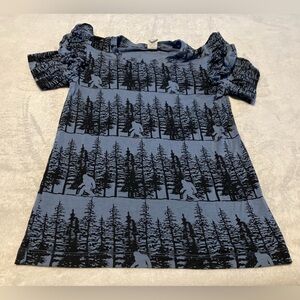 Kate Quinn Blue and Black Sasquatch Forest Print Dress